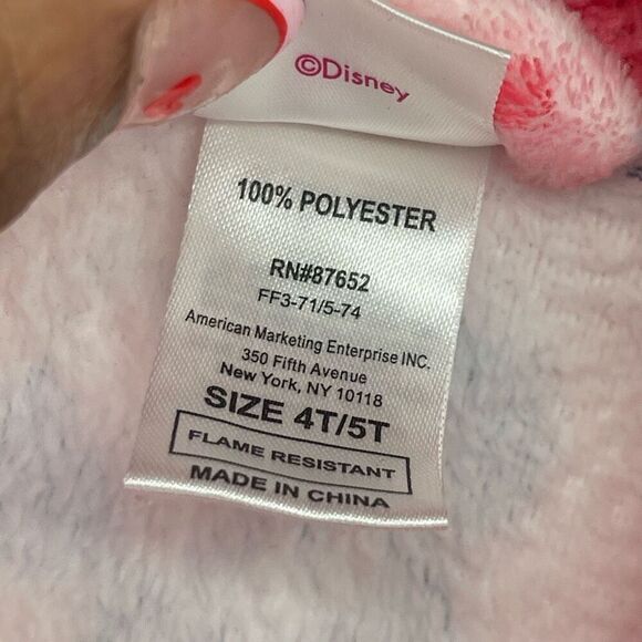 Disney Junior Minnie Mouse Toddler Girl’s Pink Fleece Belted Bath Robe 4T/5T - Picture 7 of 11